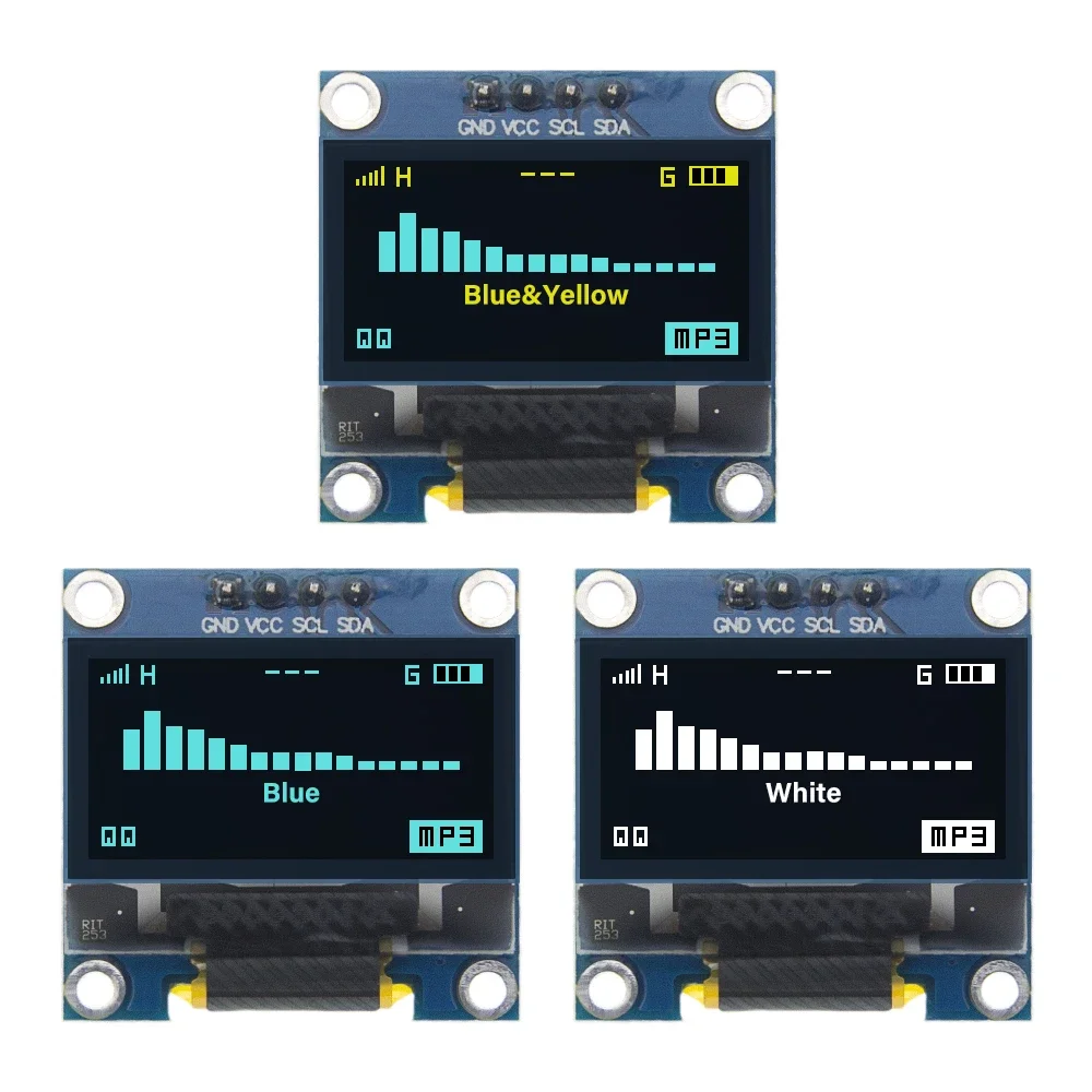 0.96 Inch OLED Display Module SSD1306 White/Blue/Yellow 128X64 4Pin IIC I2C Serial 12864 LCD Screen Board For Arduino