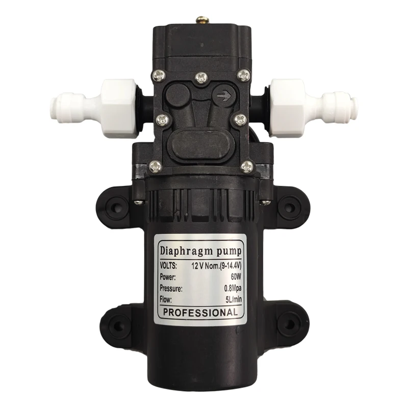 

DC 12V 60W Micro Electric Diaphragm Pump Automatic Switch 5L/Min High Pressure Car Washing Spray Water Pump 0.8Mpa