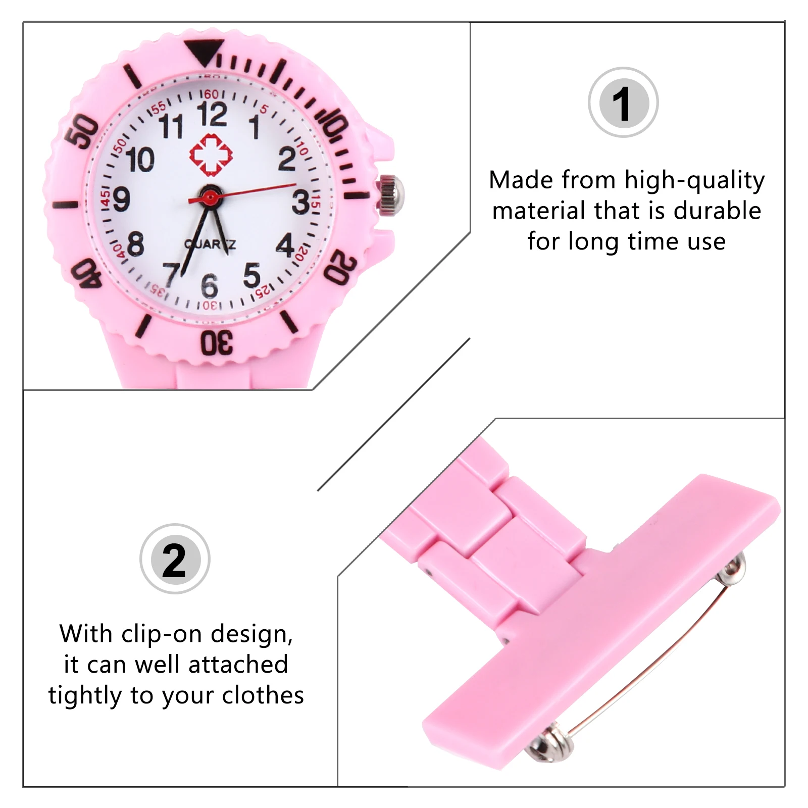 

Women Nurse Big Dial Operated Nursing Pocket Watch Clip-On For Hospital Doctor Student Use Fob Watch