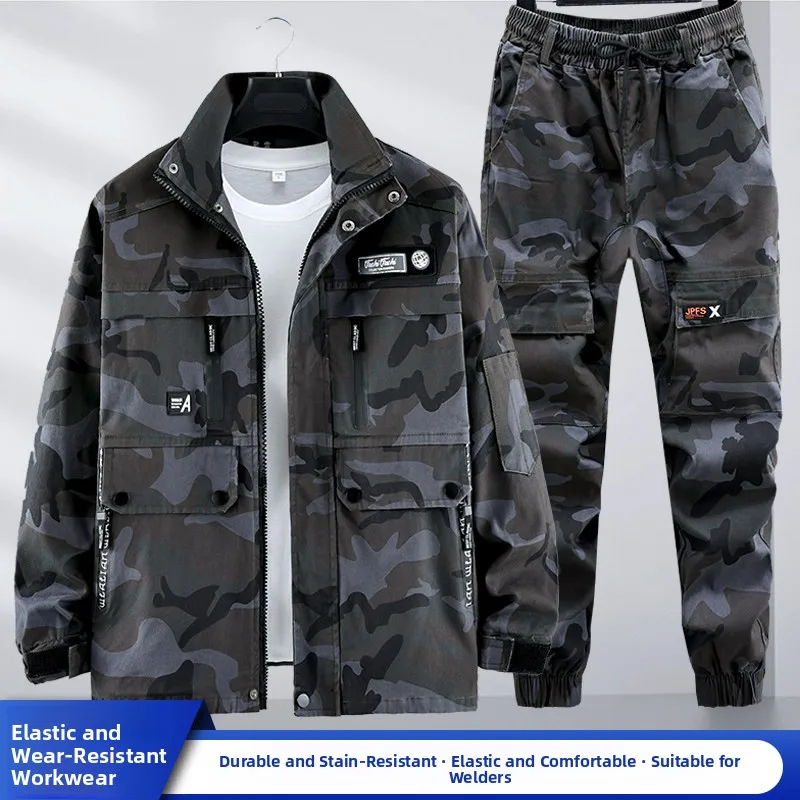 

Men's Work orm Set Pure Cotton Camouflage Welding Auto Repairing Long Sve irt And Pants Wear Resistant Fac Workop