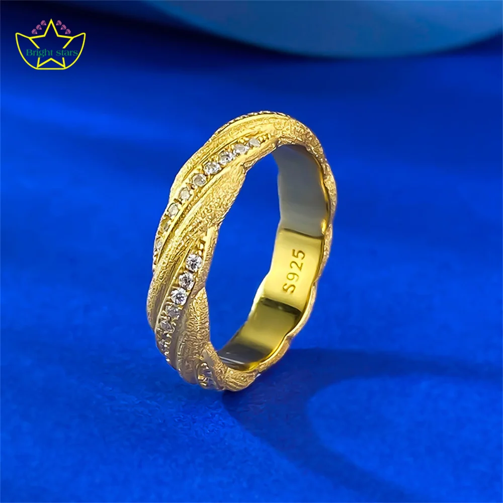 

Яркие звезды, новый дизайн, серебро S925, итальянское матовое золотое кольцо, многослойное тканое стильное кольцо