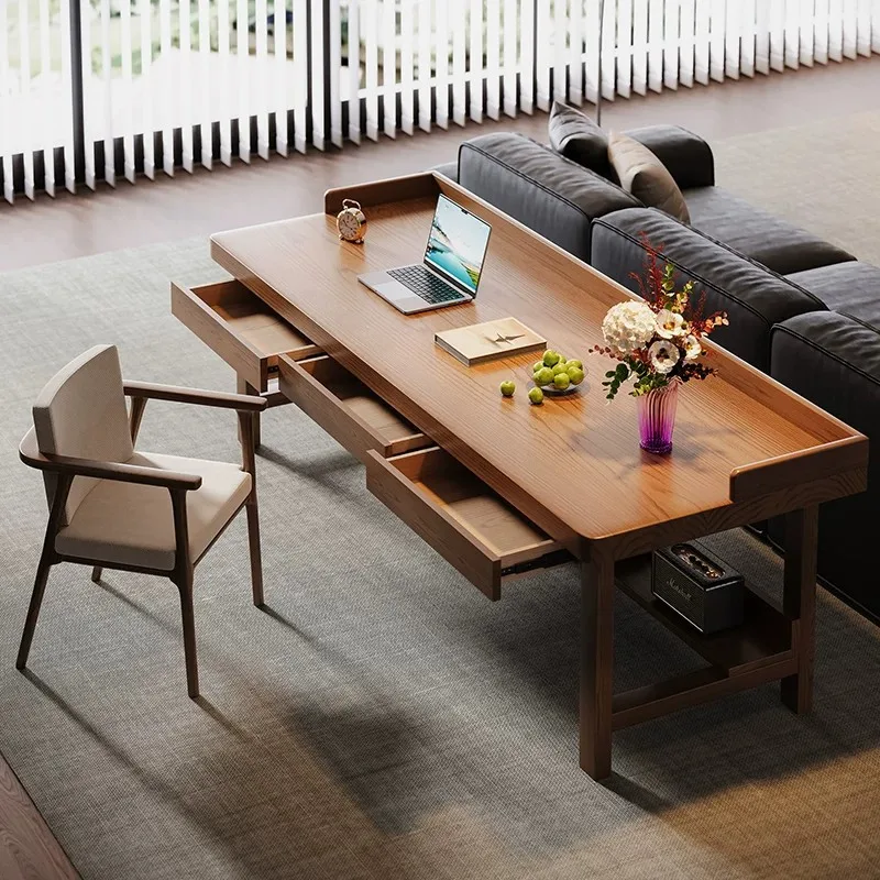 Solid wood window sill, desk, living room, children's study table, long strip behind sofa, household with socket