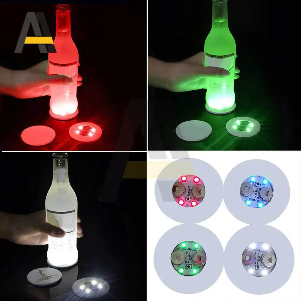 Adesivos de porta-copos de bebidas luminosas, almofadas de copo de vinho, garrafas de licor, barras adesivas de atmosfera, luzes de copo