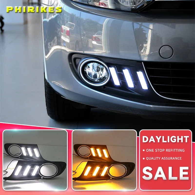 2PCS Daytime Running Light For Volkswagen Golf 6 Golf6 MK6 09-13 LED Indicator Light DRL Bumper Front fog lamp