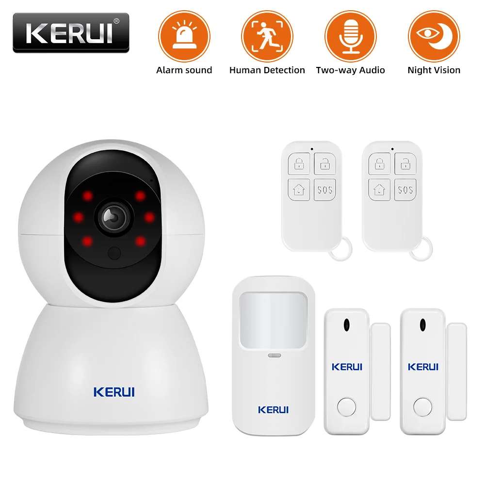 

KERUI Wireless WIFI IOT Camera Alarm System CCTV Surveillance 3MP Home Security Camera Alarm Burglar Door Sensor Detector