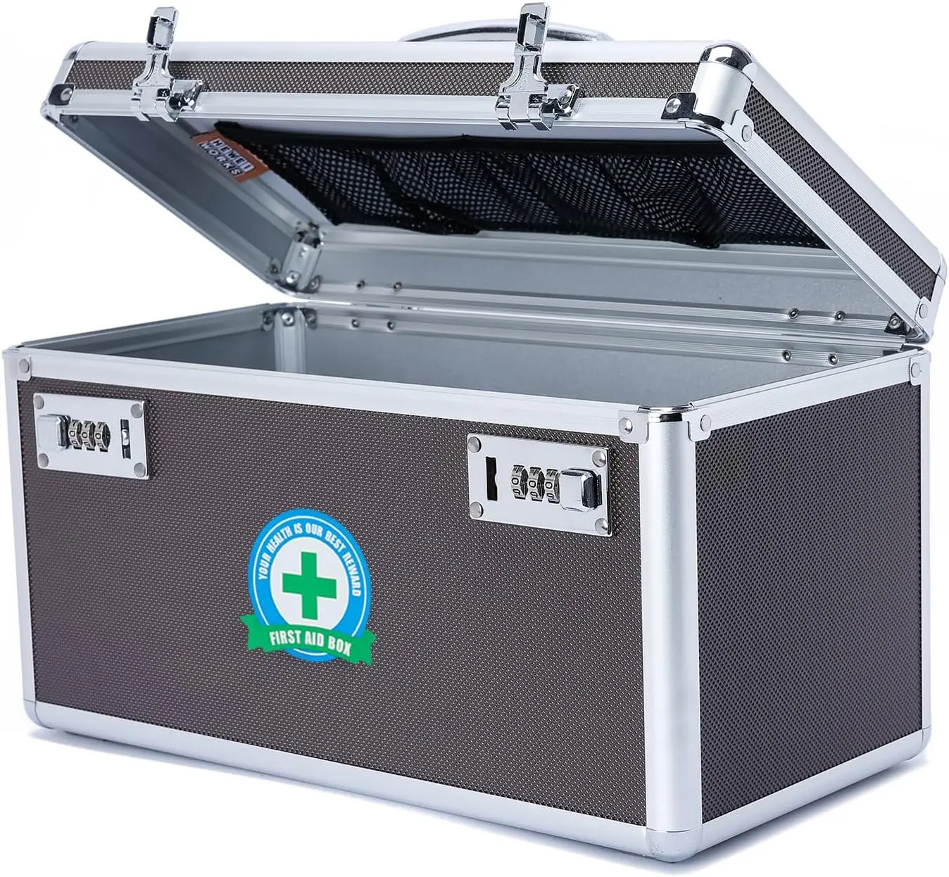 

Lockable Medication Box with Portable Storage Case, Childproof Medicine Organizer, Empty First Aid Case (Coffee/Large)