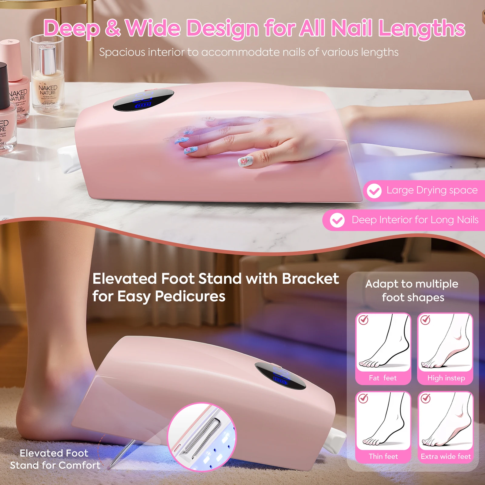 168W UV LCD Lamp Voor Nagels Draadloze Gel Polish Nagel Droger Pedicure Manicure Licht Draadloze LCD Nagellamp voor Manicure Salon