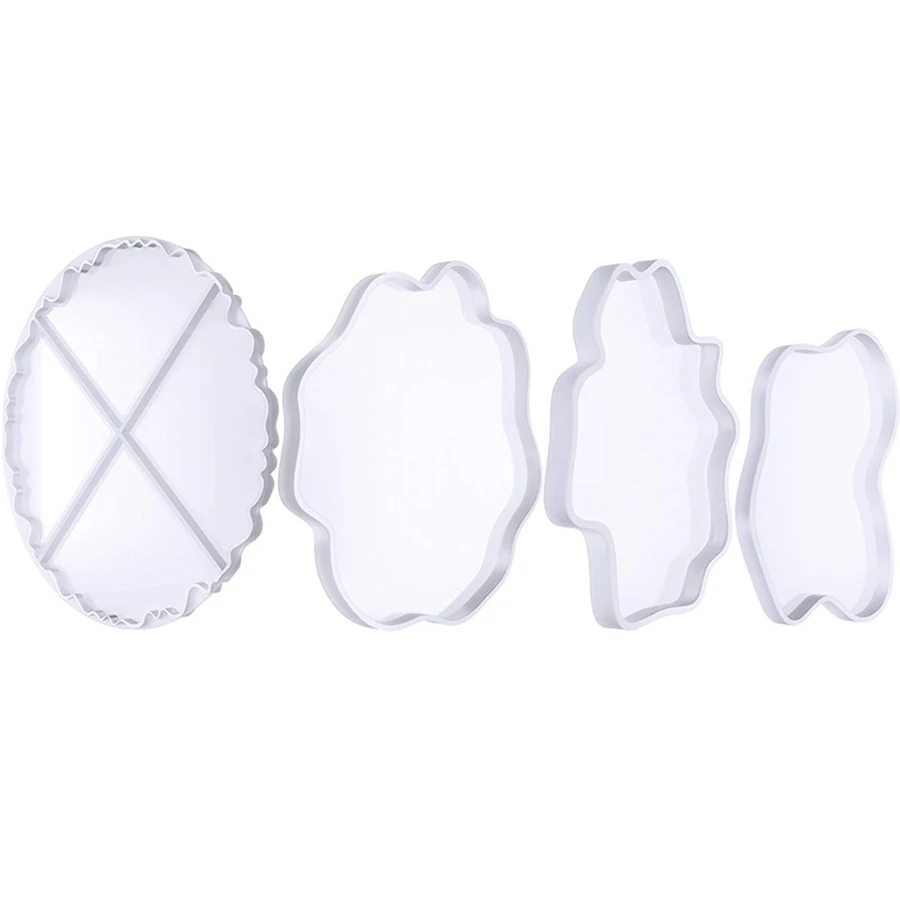 4 Pieces Silicone Coasters Mold Agate Coaster Molds Irregular Shaped Epoxy Resin Molds for Making Coaster Pendant Bowl Mat