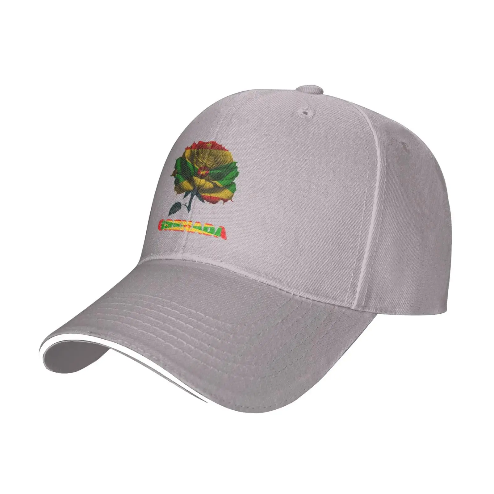 Vintage Grenada Grenadians Flag Rose Flower Baseball Cap Dad Truck Flat Bill Snapback Brim Sports Hip Hop Hat for Men Women