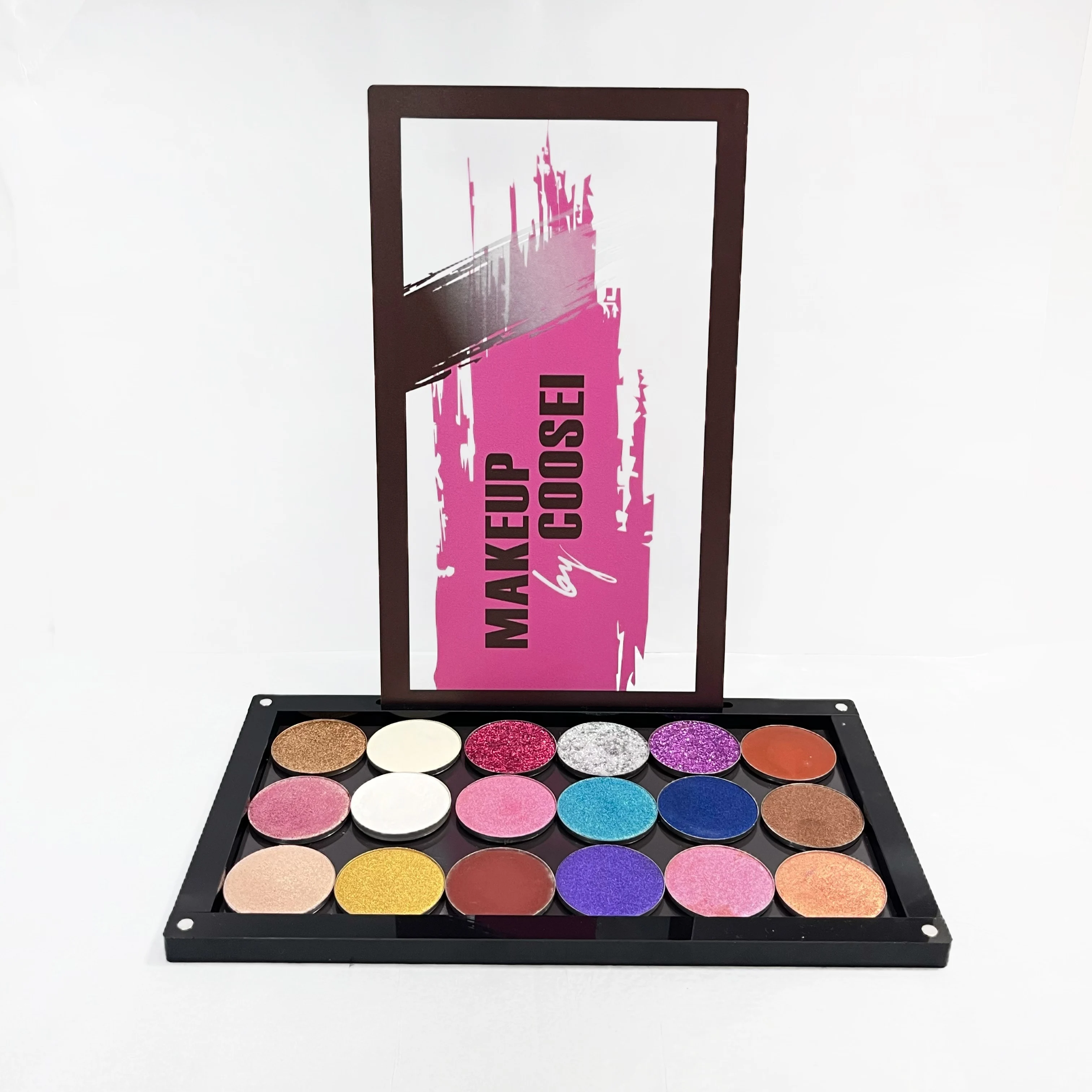 Paleta de sombras magnéticas vazios empilháveis de 2 camadas em acrílico transparente faça você mesmo sua grande paleta de maquiagem