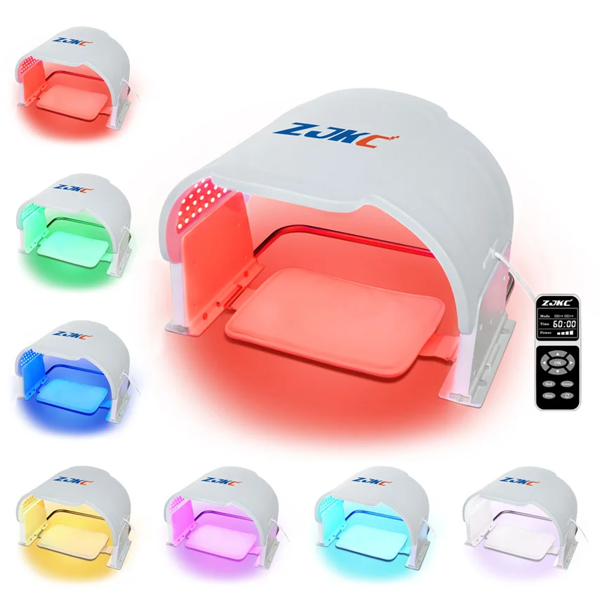 ZJKC 7 Colors Blue Light Led Mask Red Infrared Light Therapy Device Face Beauty Pdt Spa for Skin Rejuvenation Fade Scars Acne