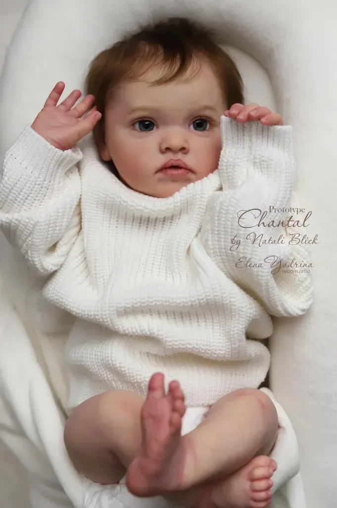 

NPK 20inch Reborn Lifelike Doll Kit Chantal Unfinished Unpainted Doll Parts with Cloth Body and Eyes