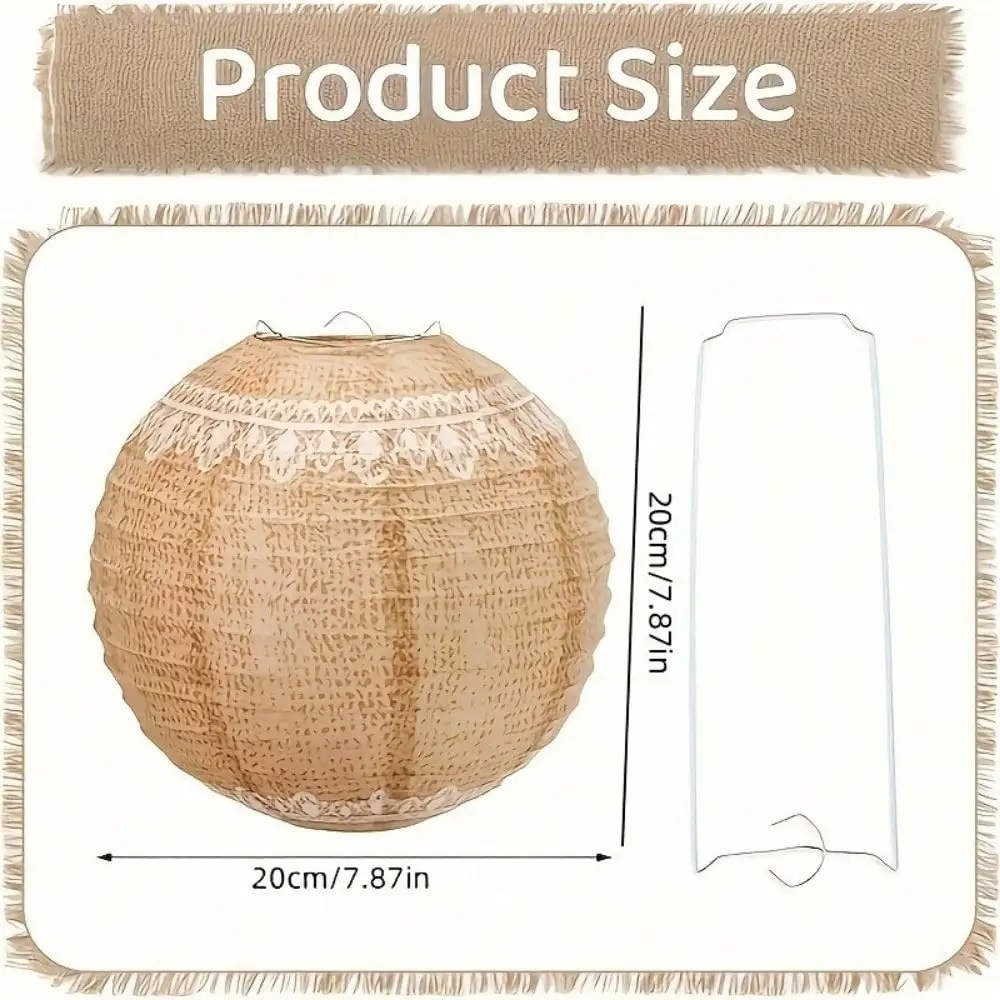 실내 장식을 위한 6pcs 레이스 인쇄 삼베 보헤미안 종이 등불, 생일 파티 장식을 위한 중국 종이 등불.