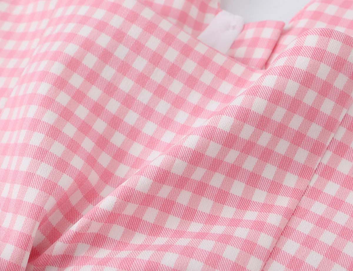 HH Rosa Gingham Bustier Cami Top Sommer Spaghetti-Träger-Top mit Knöpfen vorne und Rüschensaum, kurzes Korsett für Damen, lässiges Strand-Outfit – Detail 11