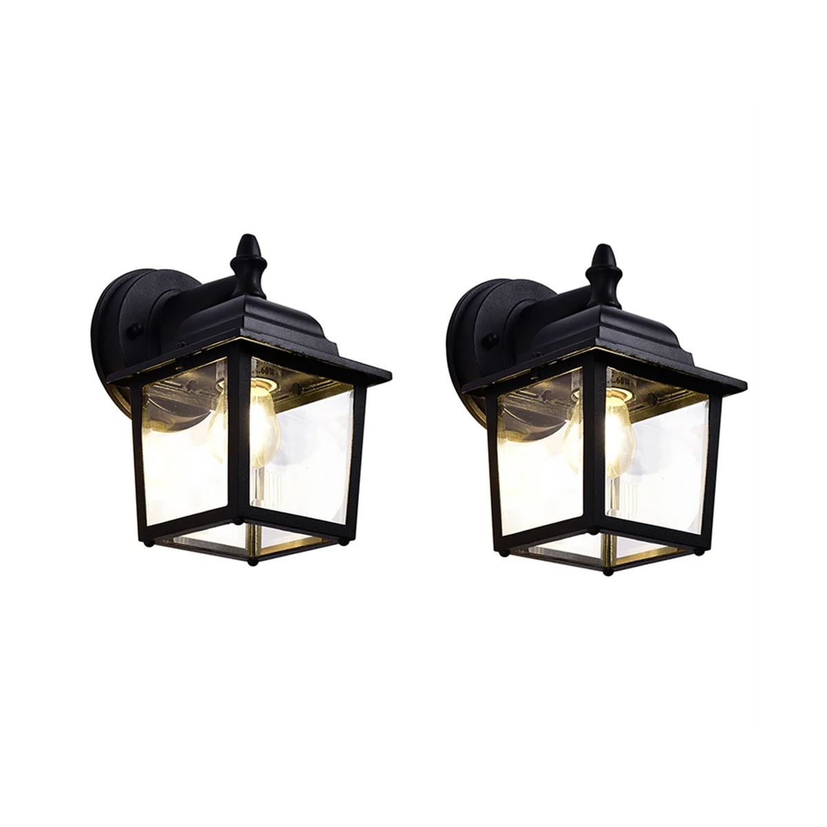 

Outdoor Wall Lantern, Exterior Waterproof Wall Sconce Light Fixtures, Black Front Door Wall Lighting with Clear Beveled