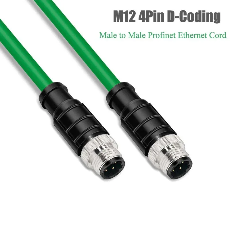Industrial M12 to M12 4Pin D-type Profinet Ethernet Wire Male to Male High Flexible Coding Communication Line 1/2/3/5/8/15M IP67