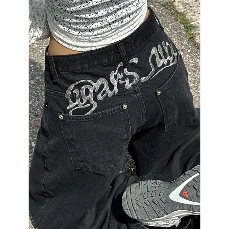

Gagarich 2025, корейские шикарные женские осенние американские ретро винтажные джинсы с вышитыми буквами и принтом на спине, брюки-фонарики