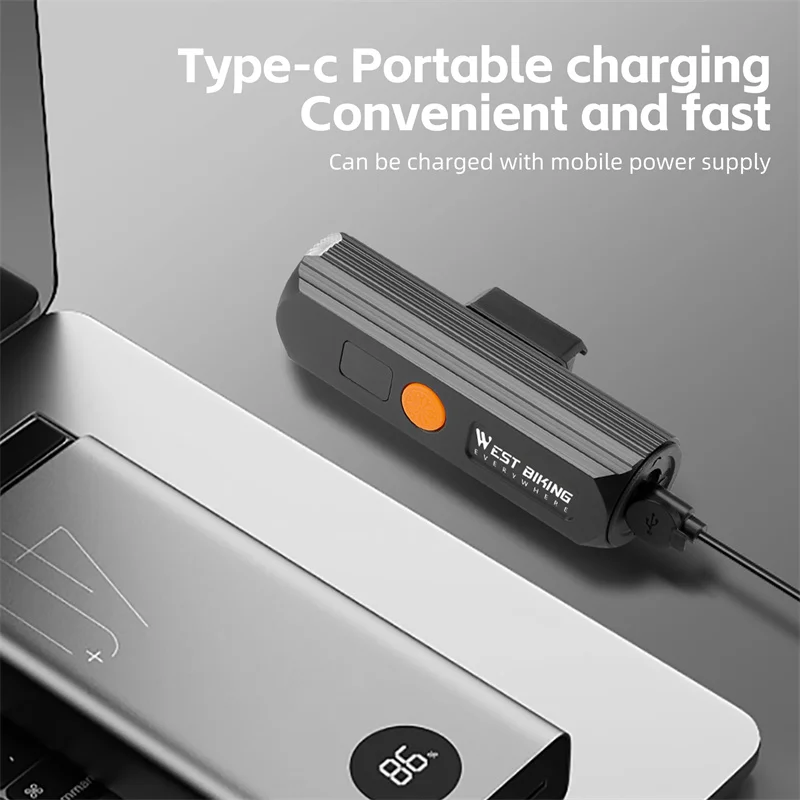 

Bicycle Headlight - 5 Modes IPX5 Waterproof MTB Front Light Type-C Charging Night Riding Bike Light Bicycle Accessories