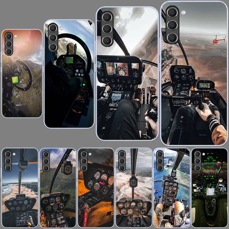 Deluxe Helicopter Fighter Cockpit Phone Case for Samsung A54 A14 A24 A34 A17 A37 A57 A55 A35 A25 A15 A13 A23 A33 A53 A07 A05S A0