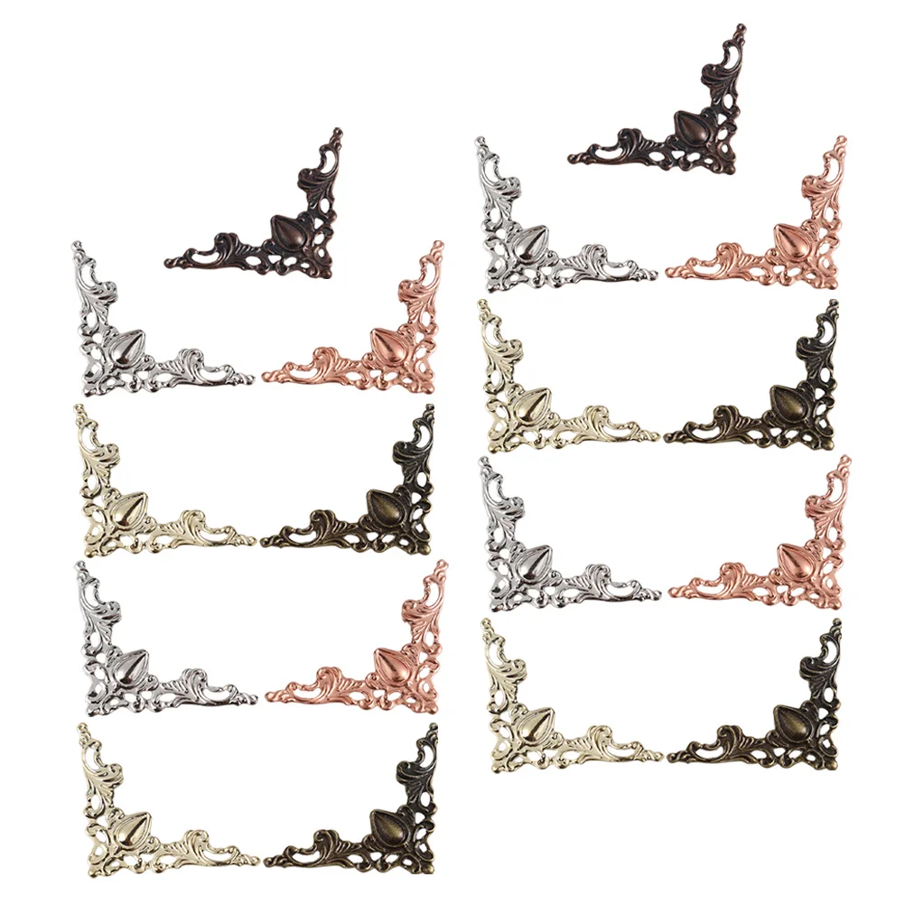 

50pcs Iron Corner Brackets Decorative Box Applique For Cabinet Furniture Diy Vintage Style Box Carving Accents Hardware Decor