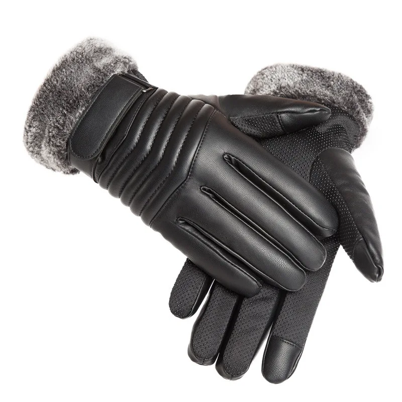 AliExpress Winter Glove Windproof Warm Leather Glove Waterproof Touchscreen Anti Slip Cashmere Lining Cycling Running Ski Full Finger Glove