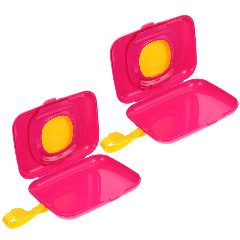 2pcs Portable Wipes Dispenser Reusable Travel Wipe Case For Diaper Bag Wet Tissue Box Durable Lanyard Easy Open Stroller Crib