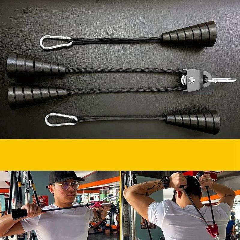 1 Set Upgrade Neutral Grip Handle Double-Headed Tricep Rope Press Down Fitness Pull Back Handle Rope