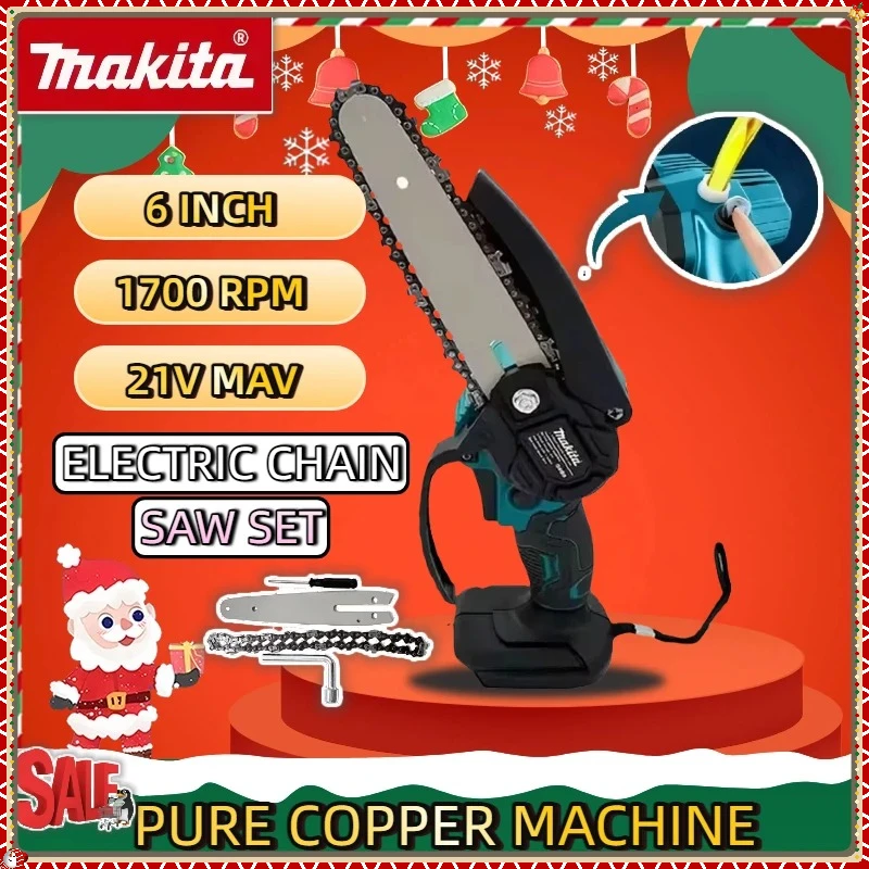 

Makita 6 Inch Chain Saw Handheld Portable 18V Battery Wood Logging Chainsaw Garden Pruning Wood Electric Saw Power Tool