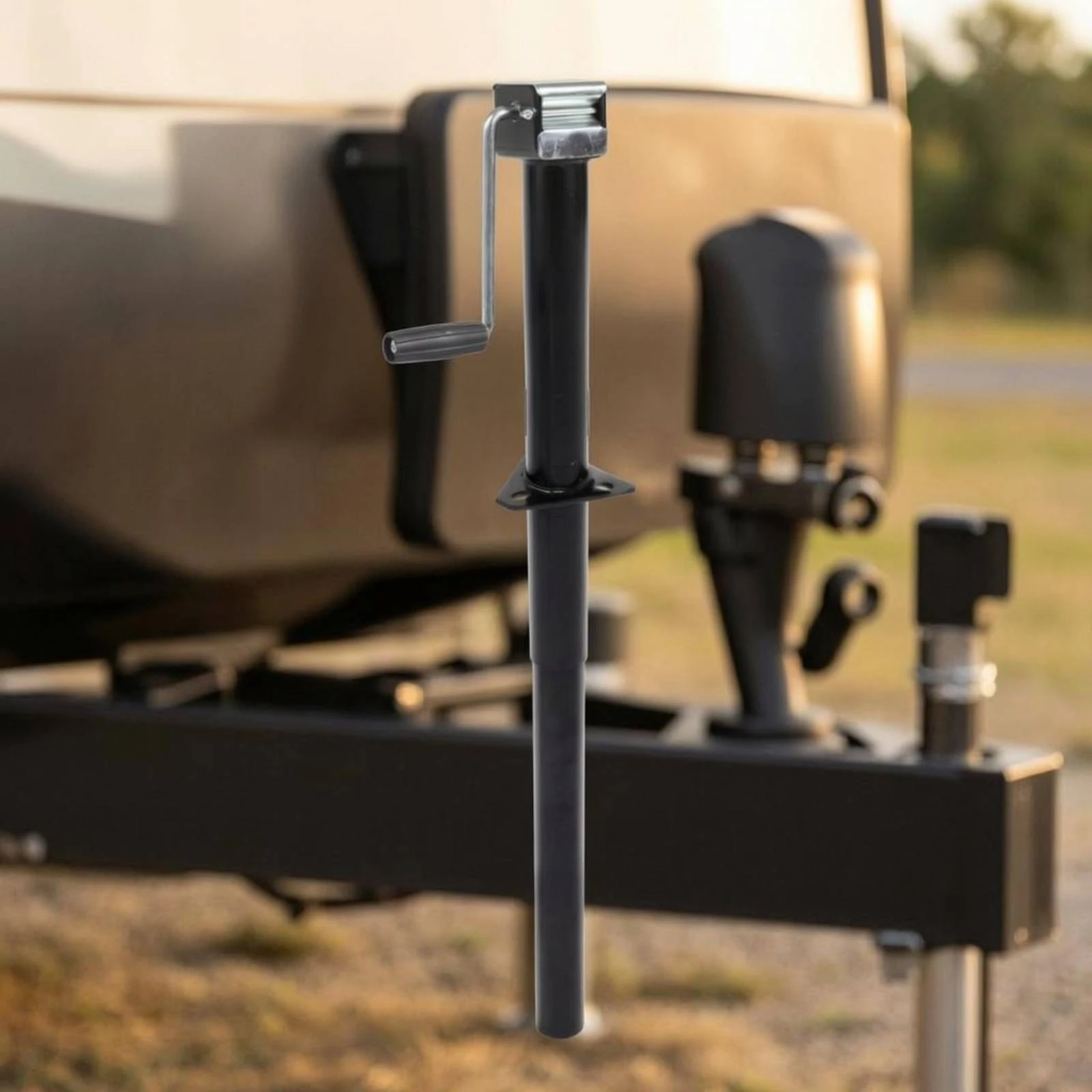 Side-Wind Vehicle Lift Stand Triangular Mounting Plate Manual Crank Vehicle Lift Round Tube Body Gear Housing for Rv Owners view 3