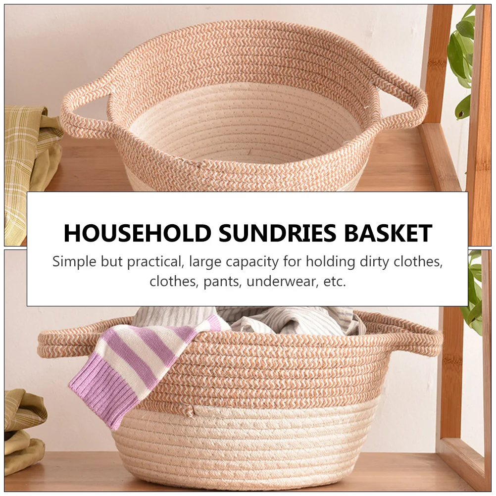 

Cotton Rope Storage Basket 26 26 18CM Large Capacity Laundry Container Household ganizer Dual h Practical Basket