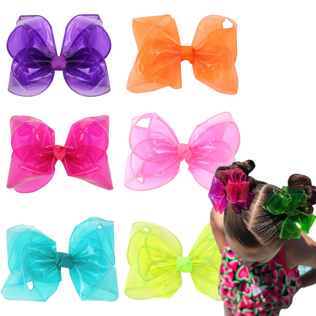 PVC Jelly Bow Hair Clip Waterproof Transparent Hairpin Sweet Summer Beach Swim Hairpins Girl Children Headdress Hair Accessories