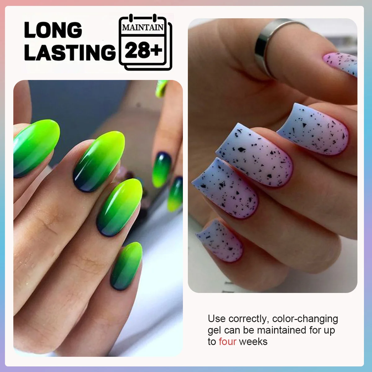 VOKY 6-Piece Set of Temperature-Changing Nail Glue Kit, UV/LED Curing, Suitable for Girls' DIY at Home Nail Salon