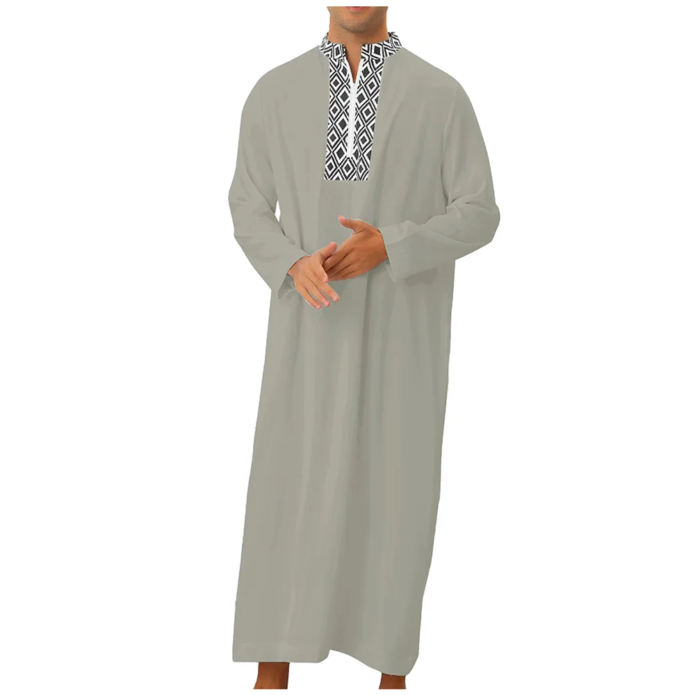 Robe musulmane droite confortable pour hommes avec fermeture à glissière, pull régulier tout match, vêtements décontractés pour la maison, la fête en plein air, 03