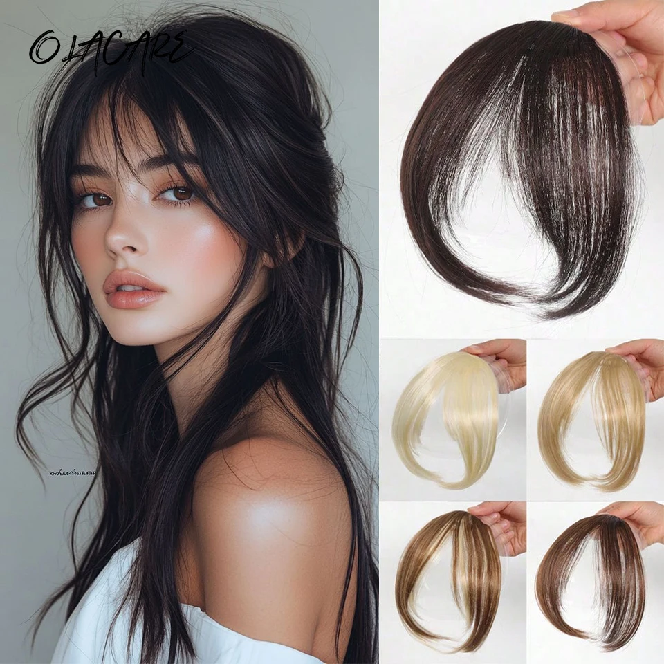 

Synthetic Clip-In Bangs For Women Straight Center-Parted Fake Bangs with Temples Ideal for Casual Attire& Diverse Hairstyle