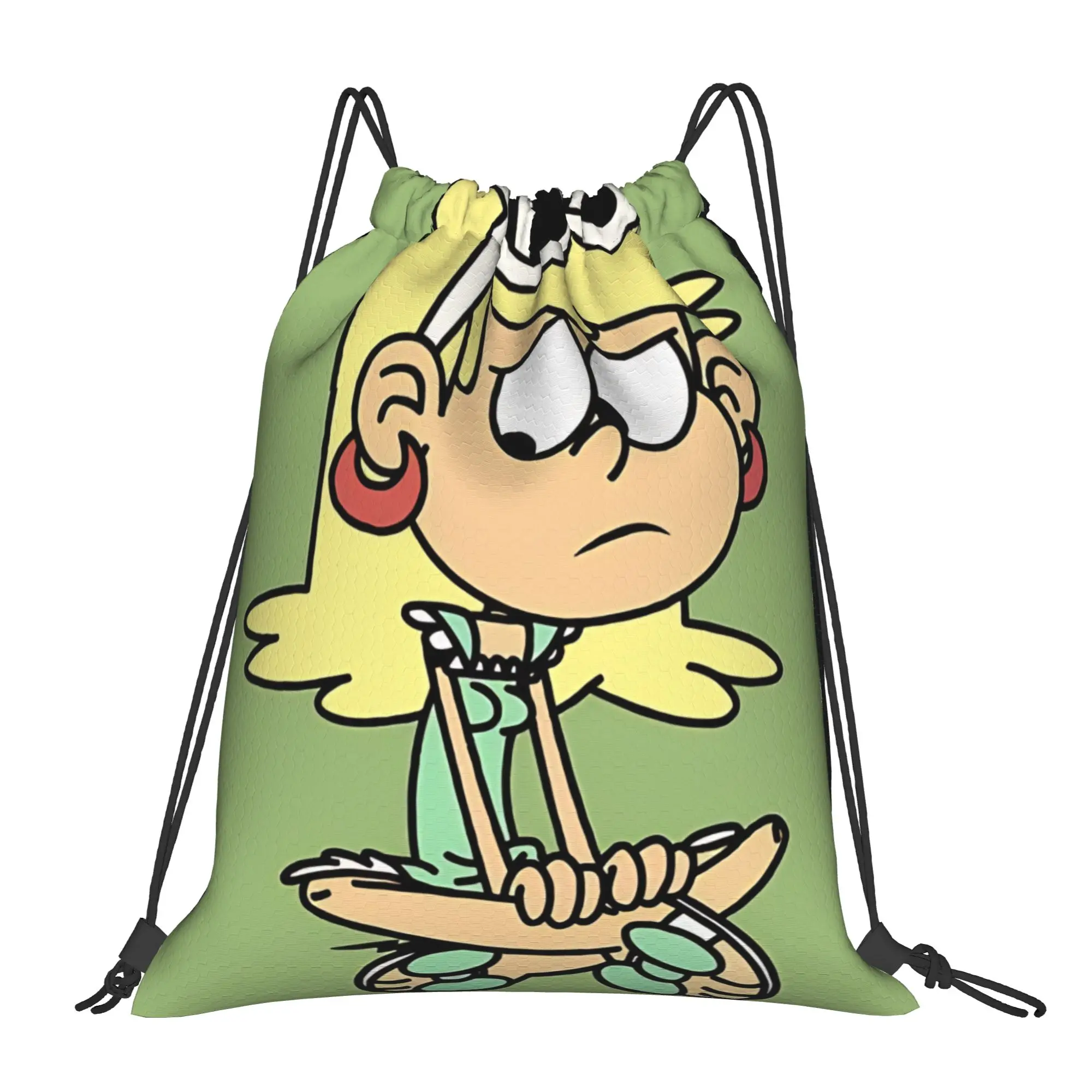 The loud house classic cartoon Portable Travel Riding Gym Drawstring Storage Sporty Backpacks