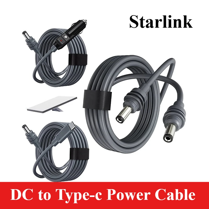 Starlink Mini DC Connection Cable DC5521mm to Type-C to Cigarette Lighter Charging Line Starlink DC Male to Female Power Cable