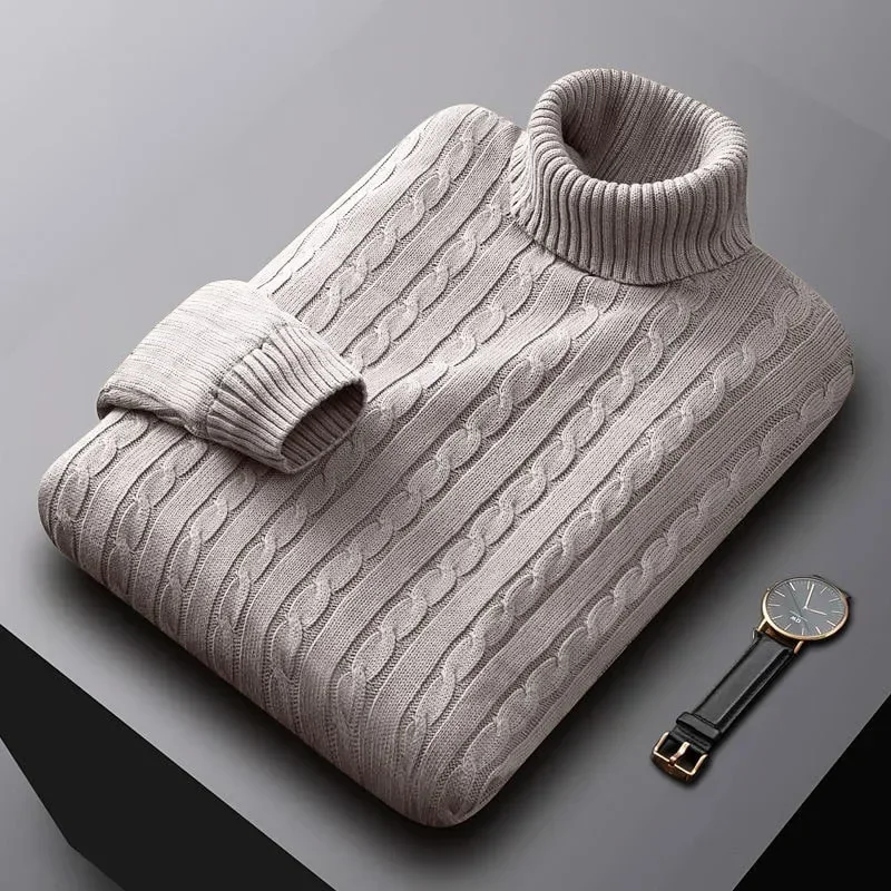 Solid Color Men's Turtleneck Sweater Trendy Korean Loose Large Size Casual Versatile Knit Pullovers Casual Mens Clothing