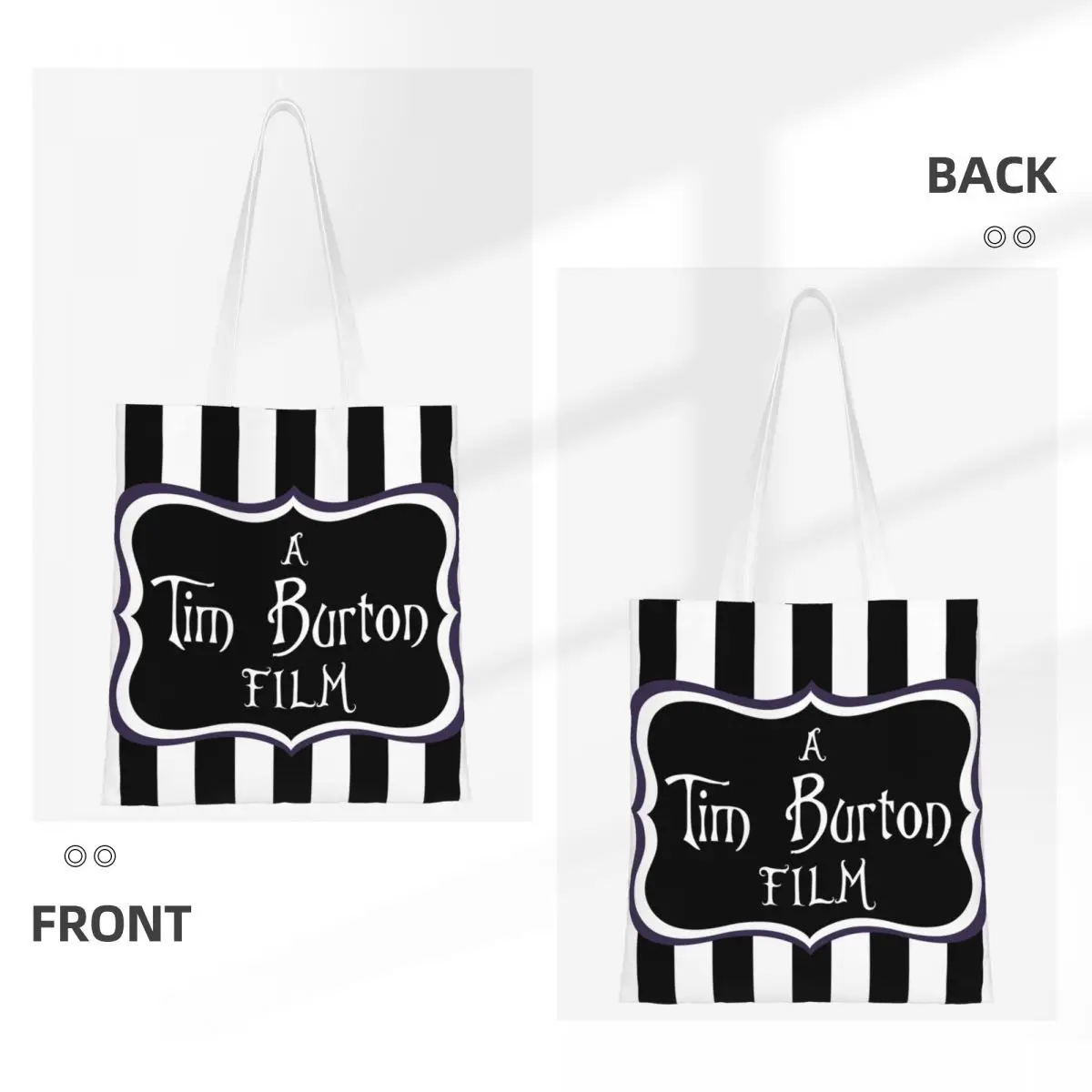 Custom Recycling Beetlejuice A Tim Burton Film Shopping Bag Women Canvas Shoulder Tote Bag Washable Grocery Shopper Bags