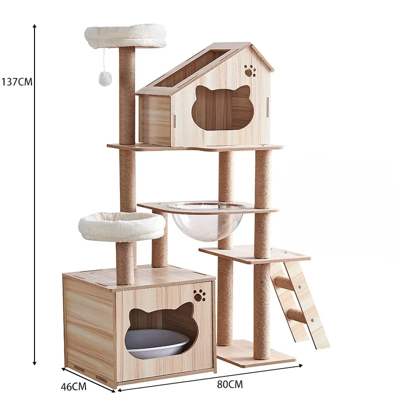 Multistory Cat Villa solid wood Large Cat Climbing Frame Multifunctional Cat Scratching Board Tree House Pet Scratch Toys