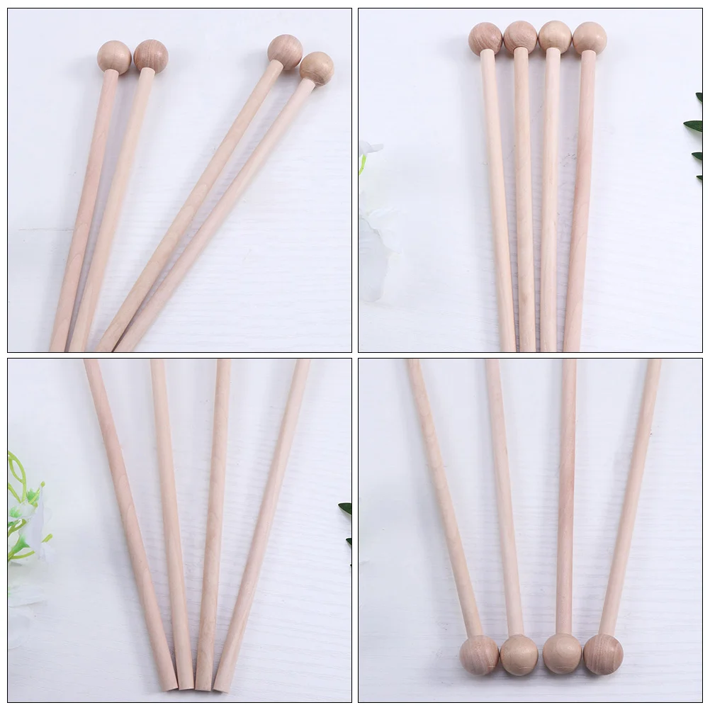 12 Pcs Percussion Hammer Drum Stick Wood Sticks for Kids Round Head Xylophone Mallets