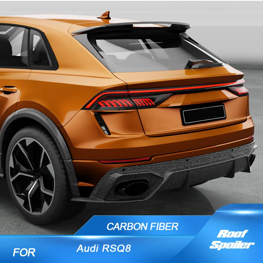 

Car Carbon Fiber Rear Roof Spoiler Lip Window Trim For Audi RSQ8 RS Q8 2020-2023 Car Racing Spoiler Trunk Lip Boot Wing