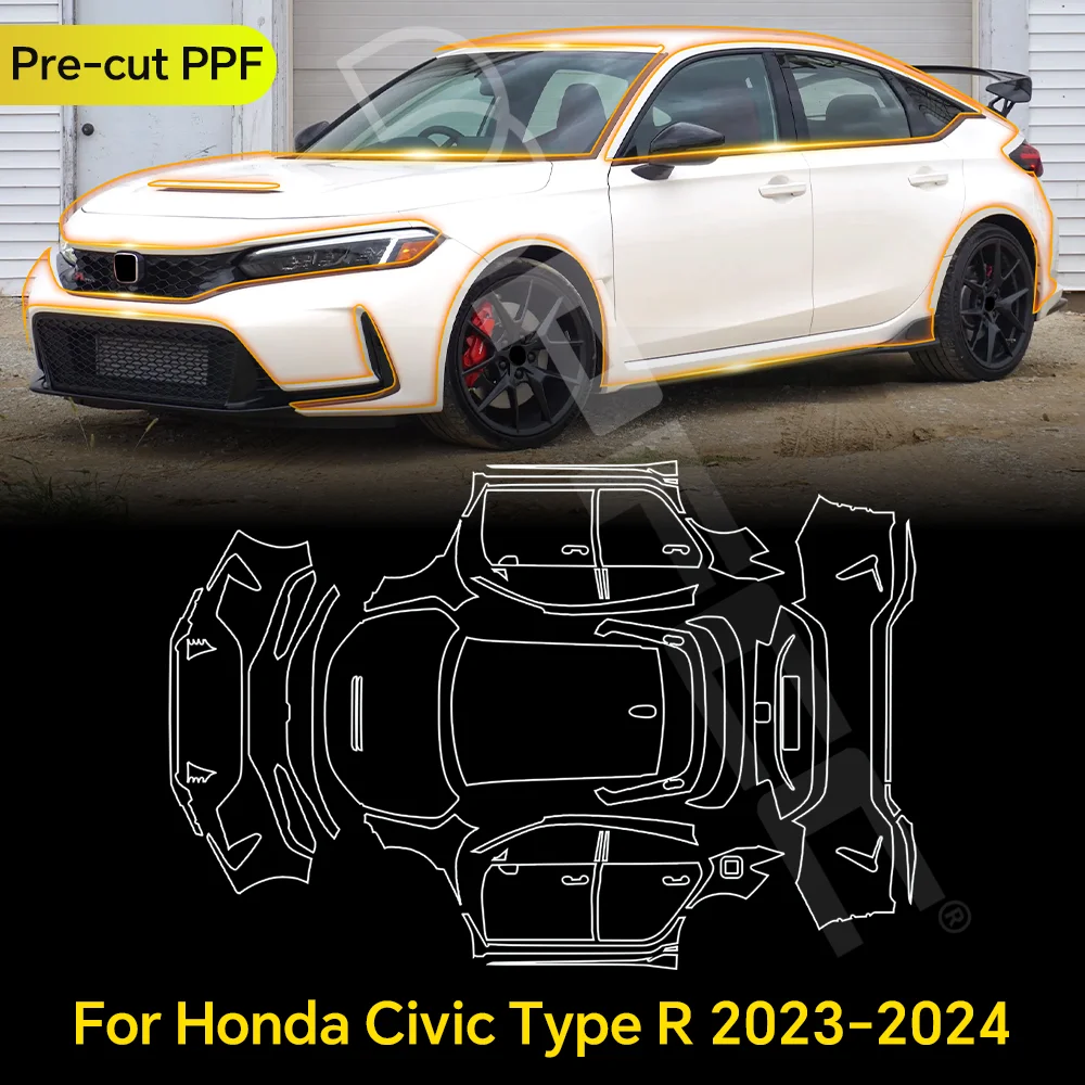 

For Honda Civic Type R 2023 2024 TPU Paint Protection Film Clear Bra Pre-cut PPF Car Body Anti-scratch Resistant Invisible Cover