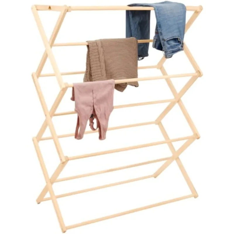 

Premium American Maple Clothes Drying Rack - Handcrafted in Pennsylvania - Solid Wood Construction, Collapsible