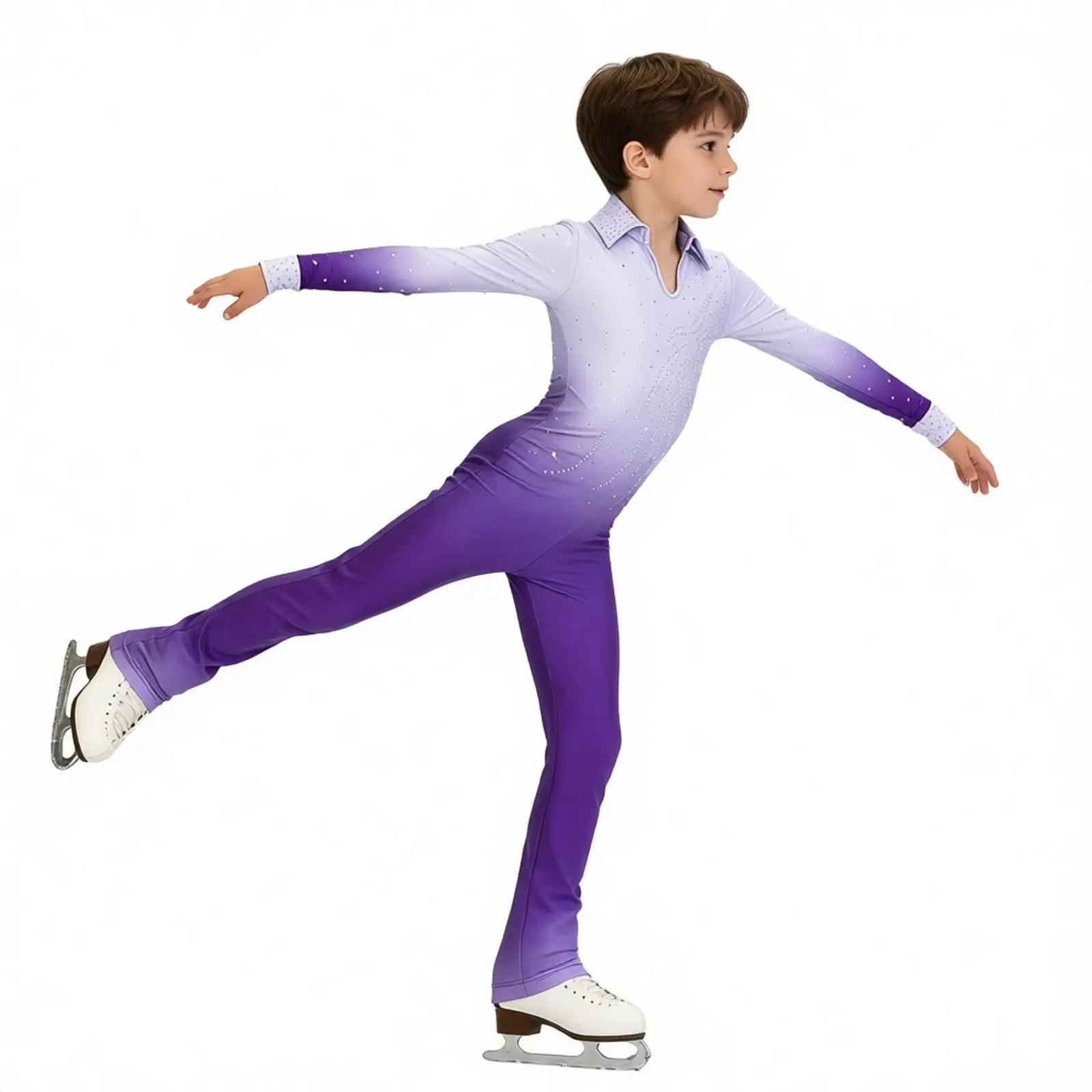 

Детский гимнастический купальник для мальчиков с градиентом и стразами для акробатики, фигурного катания, художественной гимнастики, выступлений и соревнований