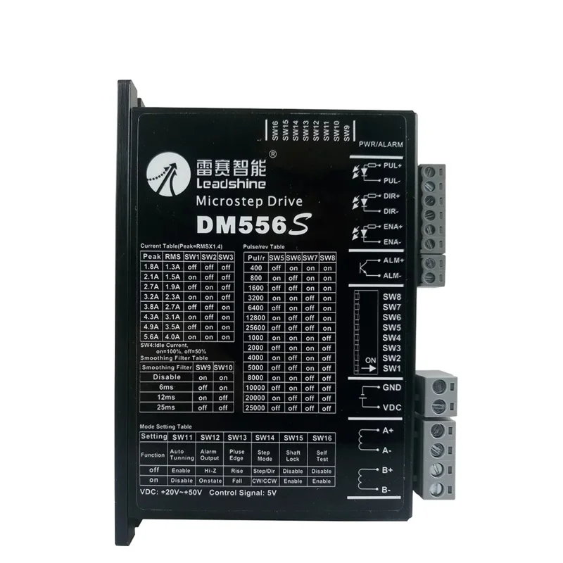 

Leadshine DM556S 2-фазный двигатель постоянного тока 24 В-50 В для шагового двигателя 86/57 (NEMA34/23) 1,0-5,6 А, замена драйвера микроскопа DM556