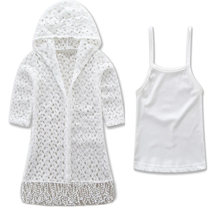 2Piece Spring Summer Family Matching Outfits Mother Daughter Clothes Hooded Girl Coat+White Tops Kids Boutique Clothes BC1040