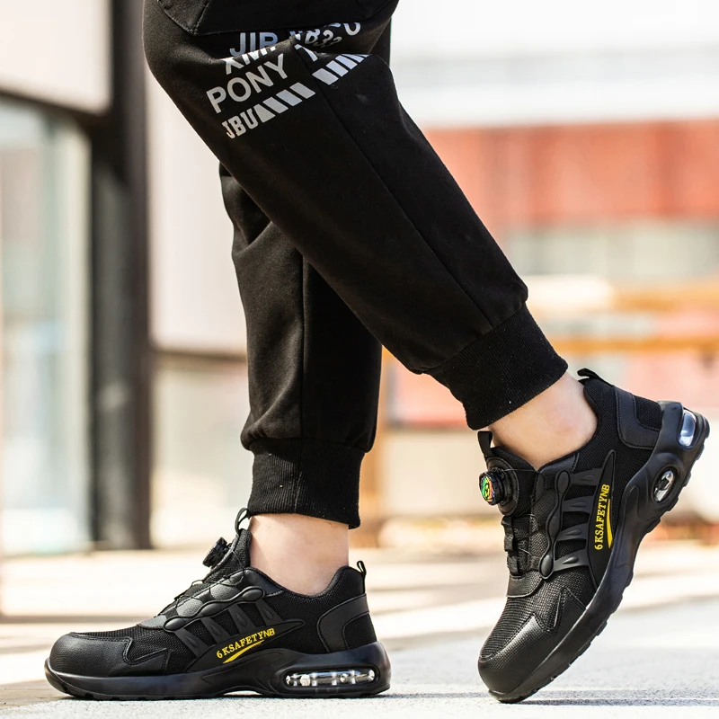 Rotating Button Breathable Work Shoes for Men Anti-smash Anti-Puncture Safety Shoes Men Boots Indestructible Shoes Male Sneakers