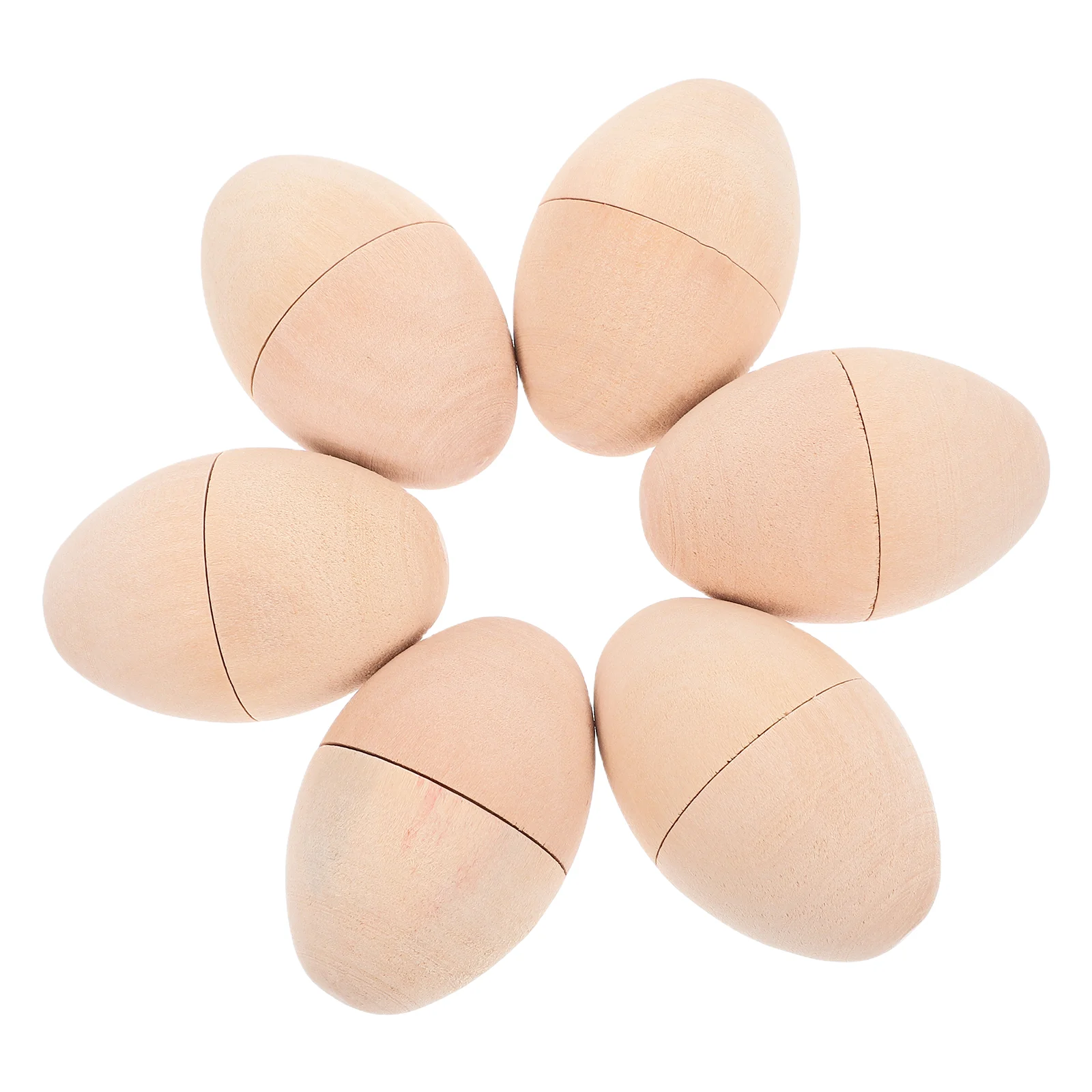 

6 Pcs White Embryonated Egg Eggs Easter Wooden Unfinish DIY Decorations Hollow Craft