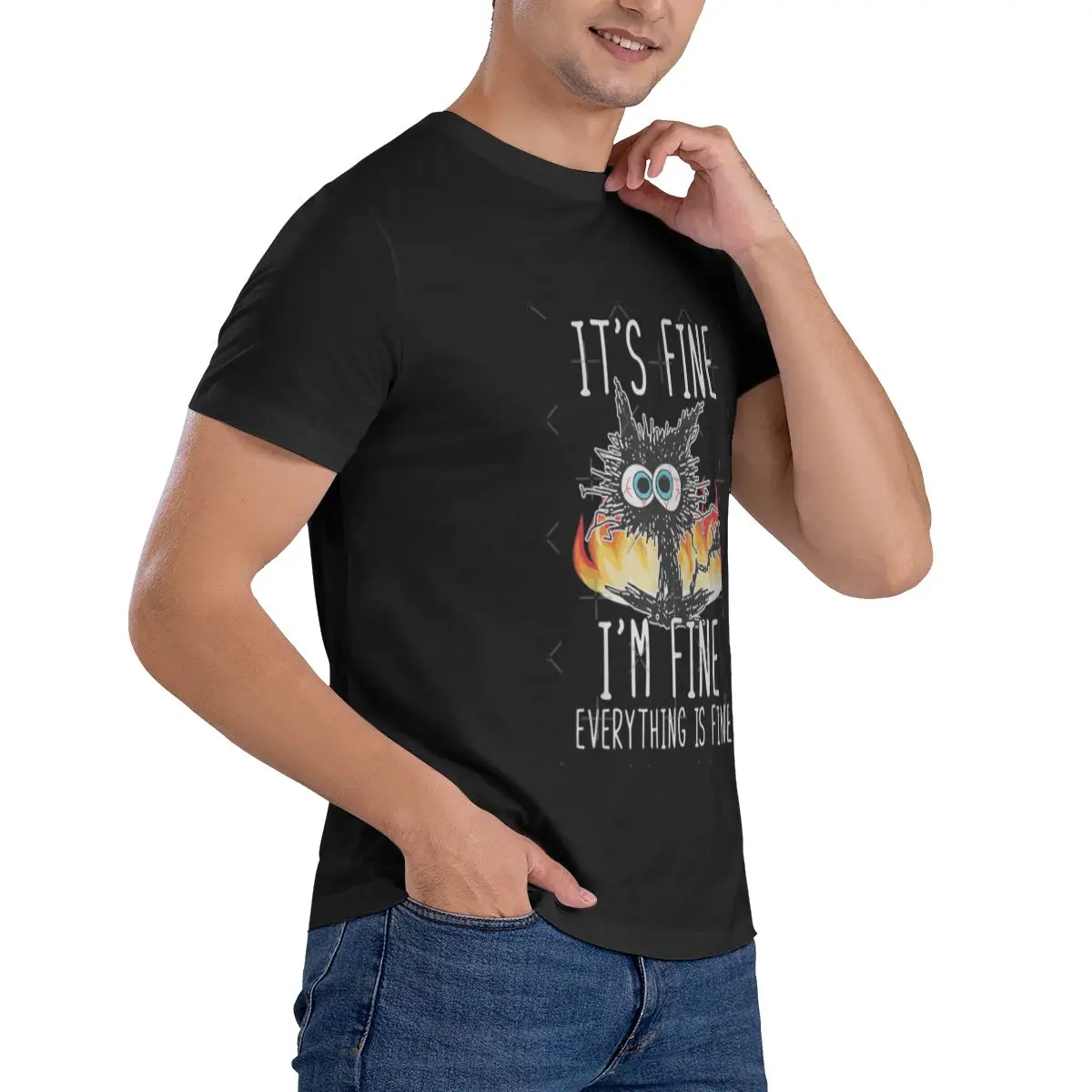 Funny It Fine Im Fine Everything Is Fine Funny Shirt, Śmieszna koszulka męska Topy z nadrukiem są luźne i dopasowane koszulki damskie