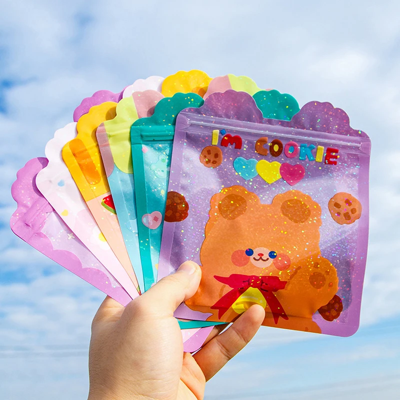 5pcs Cartoon Cute Bear Rabbit Snack Ziplock Bag Biscuits Candy Small Packaging Bag Party Hand-Made Snack Packaging Bags Home